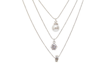 Silver necklace isolated on the white background