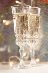 Champagne glasses on celebration table
