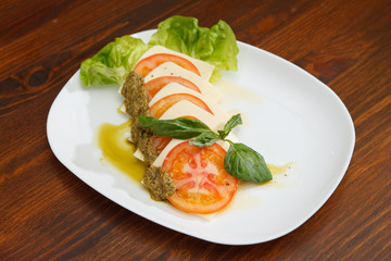 mozzarella with tomato and basil