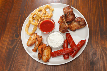 Appetizer plate with dipping sauces
