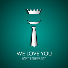 Happy Fathers day card with type font, crown, tie and mustage, g