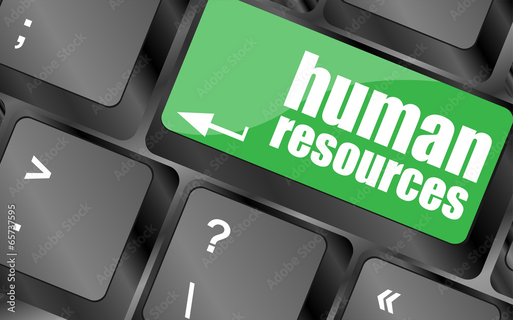 Poster human resources button on computer keyboard key