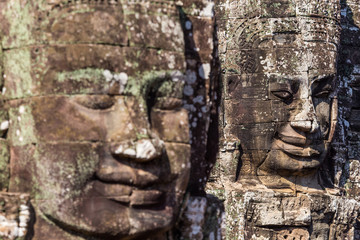 Fototapeta na wymiar Twarze starożytnej Zamek Bajon Angkor Thom, Kambodża