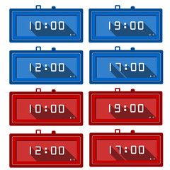 Vector icons for digital clocks