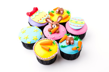 Easter cupcakes isolated white background