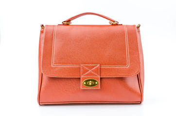 Woman leather bag isolated white background