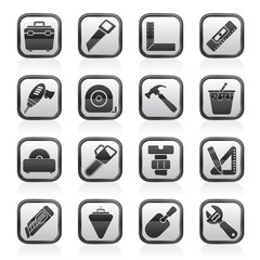 Construction objects and tools icons- vector icon set