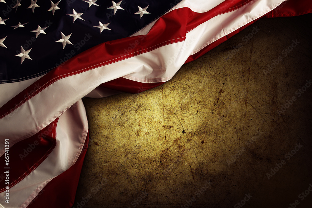 Wall mural american flag on grunge background