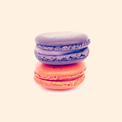 Sweet and colourful french macarons retro-vintage style