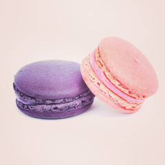 Sweet and colourful french macarons retro-vintage style