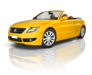 Yellow Convertible 3D Car