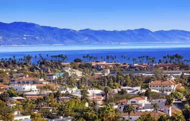 Naadloos Behang Airtex Amerikaanse plekken Gebouwen Kustlijn Stille Oceaan Santa Barbara Californië