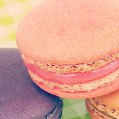 Sweet and colourful french macarons retro-vintage style
