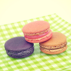 Sweet and colourful french macarons retro-vintage style