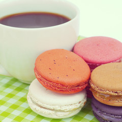 Sweet and colourful french macarons retro-vintage style