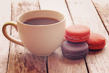 Sweet and colourful french macarons retro-vintage style