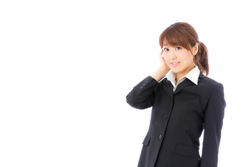 asian businesswoman on white background