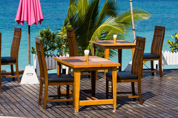 Table and chairs with a beautiful sea view, Thailand