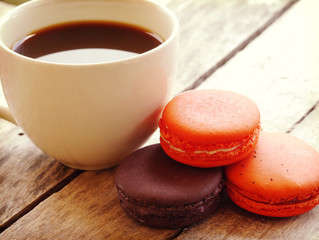 Sweet and colourful french macarons retro-vintage style