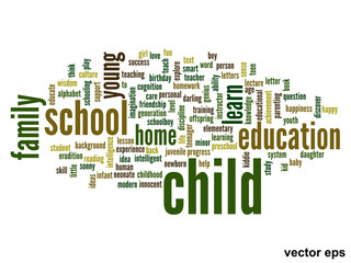 Vector conceptual child education word cloud