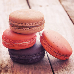 Sweet and colourful french macarons retro-vintage style