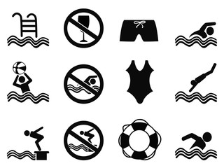 swimming icons set
