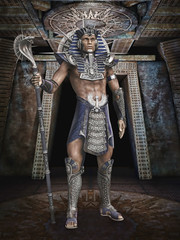 Faraon z laską w kształcie kobry - obrazy, fototapety, plakaty