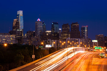 Fototapeta na wymiar Philadelphia skyline by night - Pennsylvania - USA