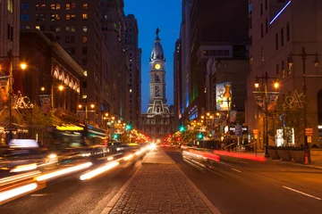 Keuken spatwand met foto Philadelphia straten bij nacht - Pennsylvania - VS © Samuel B.