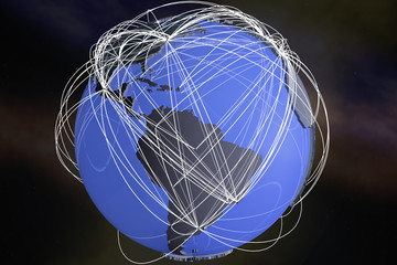 South America Global Network Connections3D Illustration