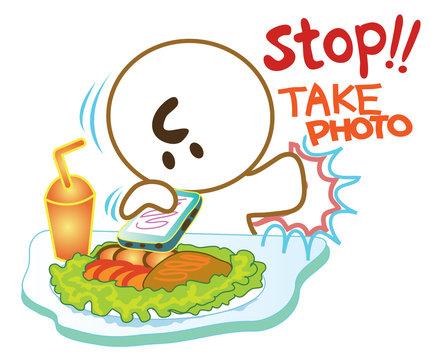 stop take a photo food by mobile