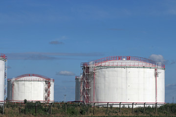 refinery tanks on field oil industry