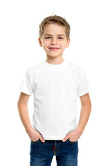 White T-shirt on a cute boy - 65748944