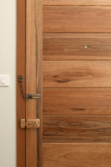wooden door with lock