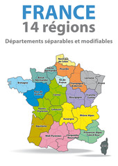 FRANCE - Nouvelle Carte des 14 Régions