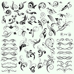 Set of decorative calligraphic elements for editable and design
