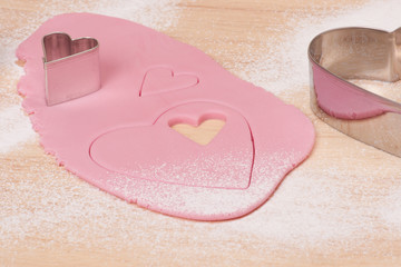 Pink Icing Sugar On Wooden Board
