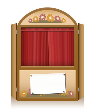 Punch and Judy Booth Brown Closed Curtain