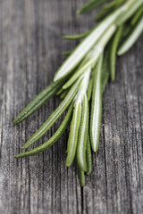 fresh rosemary on wooden board