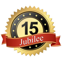 Jubilee button with banners - 15 years