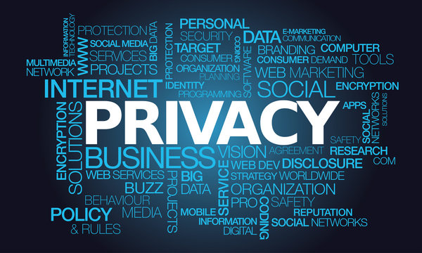 Privacy policy personal data security words tag cloud