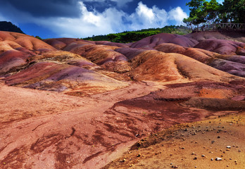 Fototapeta na wymiar most famous tourist place of Mauritius - earth of seven colors