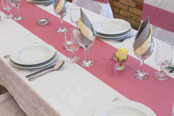 light pink wedding table set