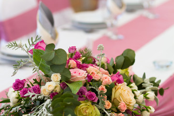 light pink wedding table set