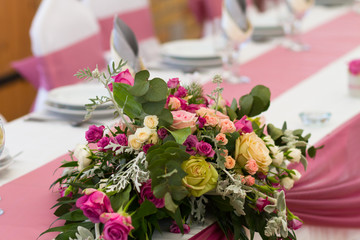 light pink wedding table set