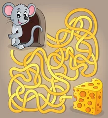 Garden poster For kids Maze 1 with mouse and cheese