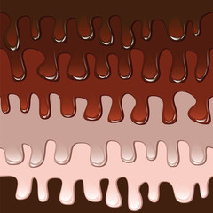 Sweet banner with dripping chocolate and caramel