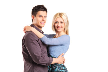 Young loving couple hugging