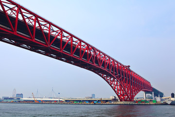 Red bridge in Osaka