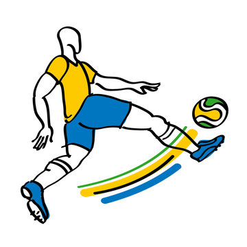 brazilian soccer player hits the ball
